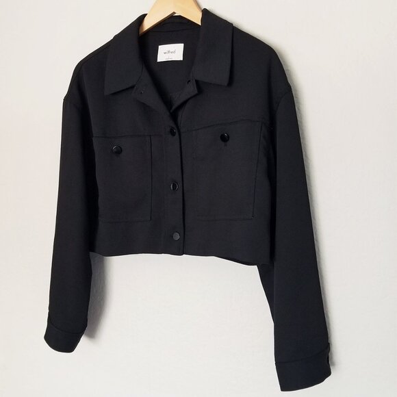 Aritzia Wilfred Little Cropped Jacket in Black L $198 Minimalist Classic Boxy - Picture 3 of 16